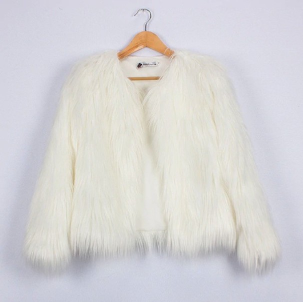 Manteau en fourrure d'hiver pour filles J3141 blanc 3