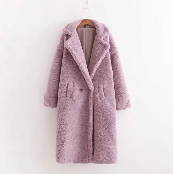 Manteau en fourrure pour femmes A1875 violet clair L