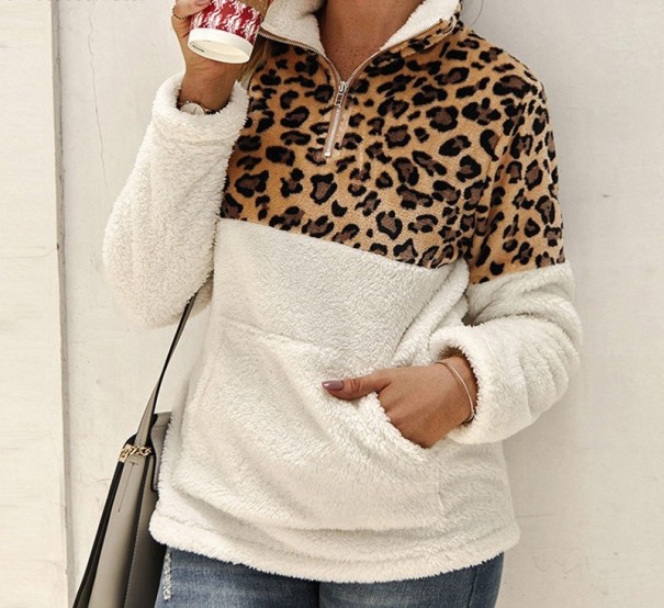 Manteau en léopard pour femmes A2 blanc S