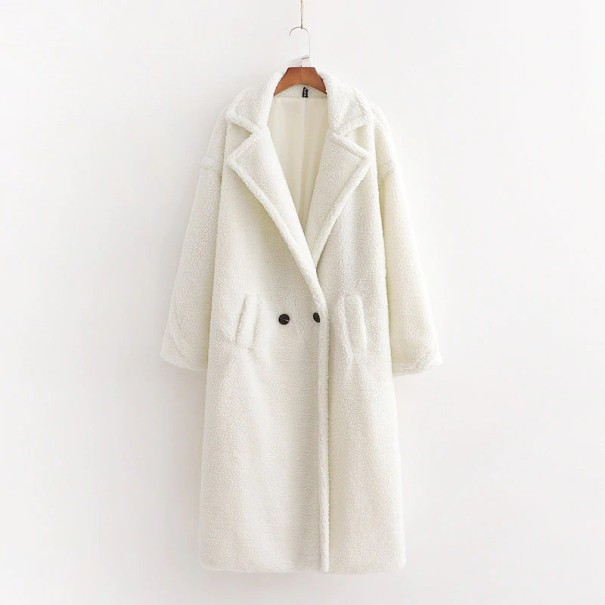 Manteau en peluche pour femme beige L