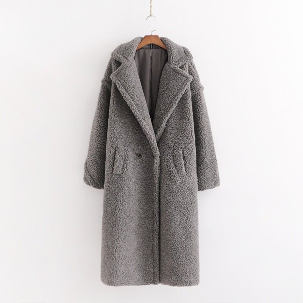 Manteau en peluche pour femme gris S