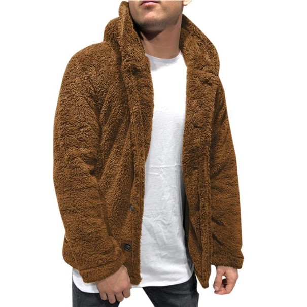 Manteau en peluche pour homme F1185 marron XS