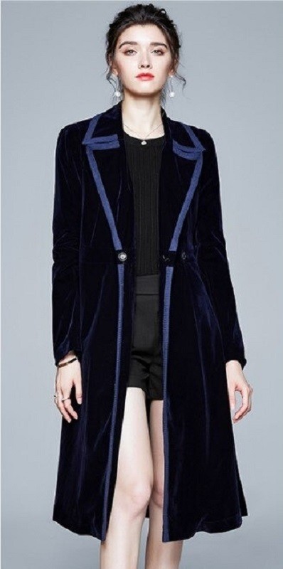 Manteau femme P2278 bleu foncé XS