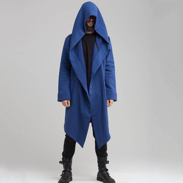 Manteau long avec capuche bleu L