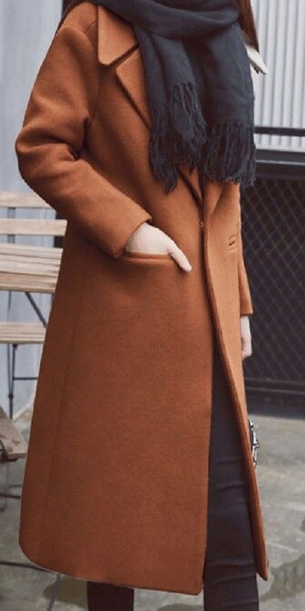 Manteau long d'automne pour femmes marron XL