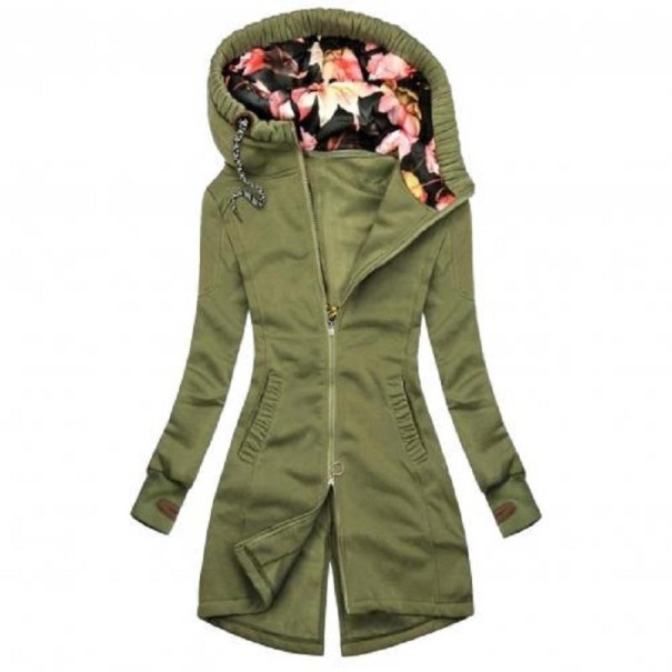 Manteau long pour femme P1687 vert armée M