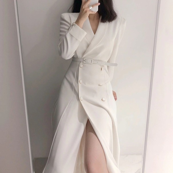 Manteau long pour femmes P2389 blanc S