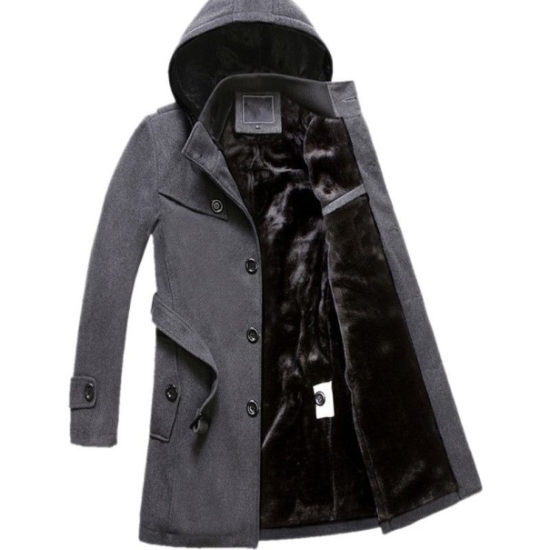 Manteau long pour homme avec fourrure J1550 gris M