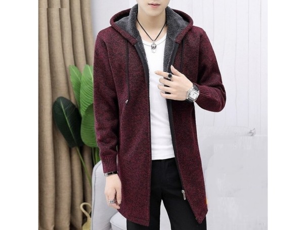 Manteau pour homme à zip F257 grenat L