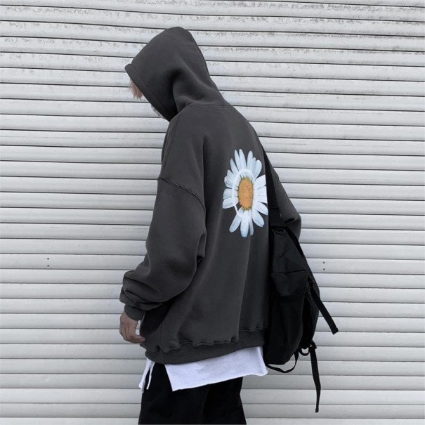 Manteau pour homme avec fleur gris foncé XL