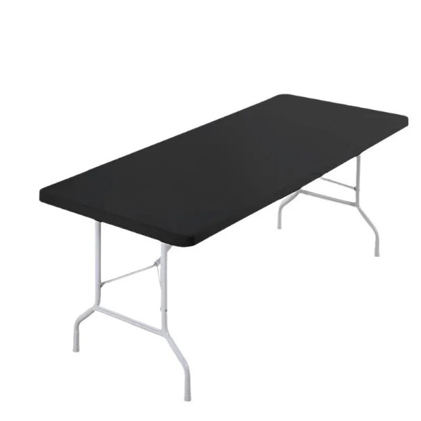 Mantel elástico rectangular lavable 120 x 60 cm Funda ajustada para mesa para fiestas al aire libre, camping, catering negro