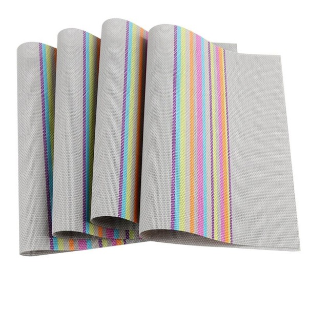 Mantel individual de rayas 4 uds. gris