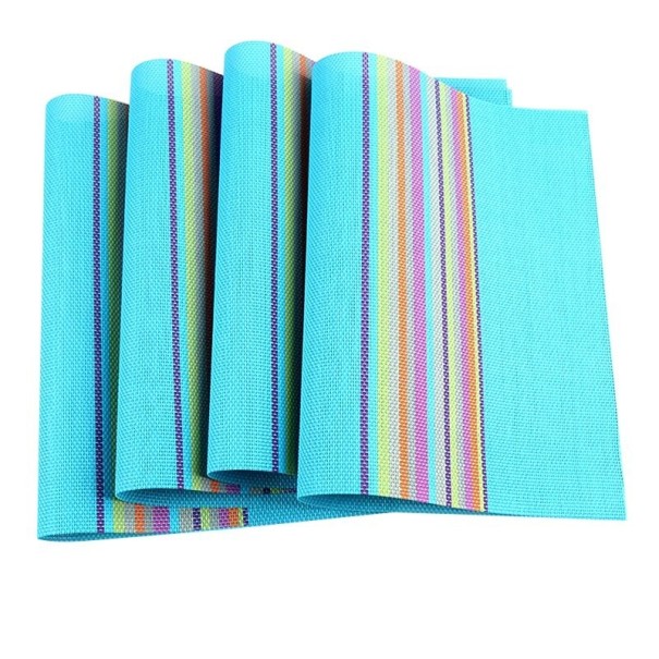 Mantel individual de rayas 4 uds. turquesa