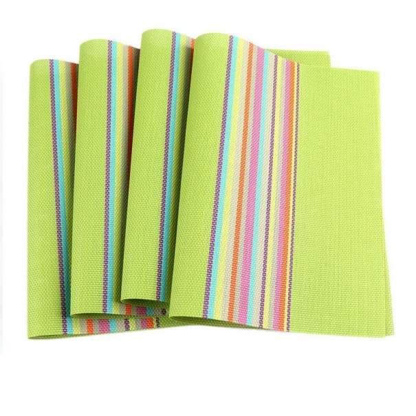 Mantel individual de rayas 4 uds. verde claro