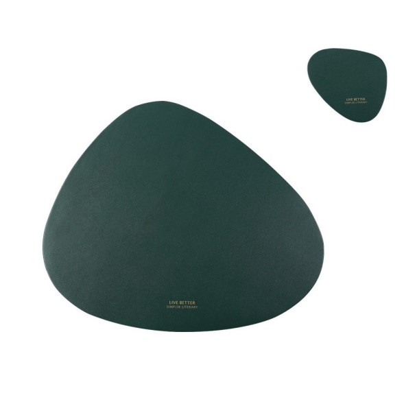 Manteles individuales de piel sintética 2 uds. verde oscuro