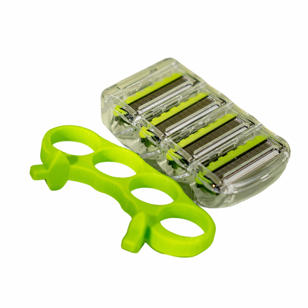Manuální holicí strojek na holou hlavu s dvojitou hlavicí 9,5 cm plastové provedení ergonomický úchop pro holení hlavy zelená