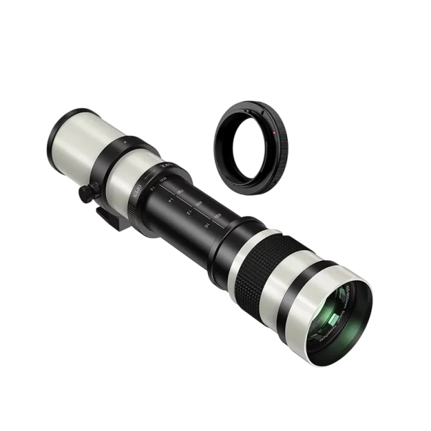 Manuální teleobjektiv 420–800 mm Zoom Sony A Dlouhý dosah objektiv s ručním ostřením pro detailní snímky bílá