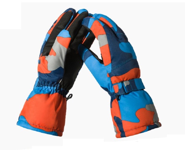 Mănuși de schi pentru bărbați cu un design interesant J2133 portocale L