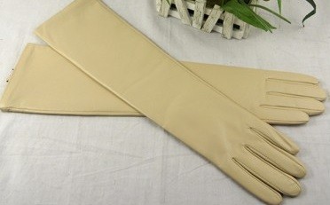 Mănuși lungi din piele pentru femei J3192 bej S