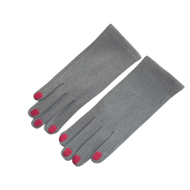 Mănuși tricotate pentru femei, mărime universală, mănuși de iarnă elegante cu motiv de lacuri de unghii din poliester gri