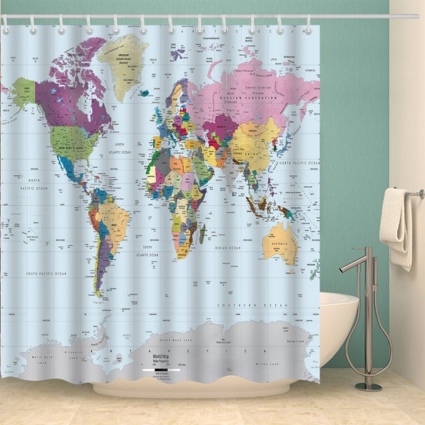 Mapa świata zasłony prysznicowe M