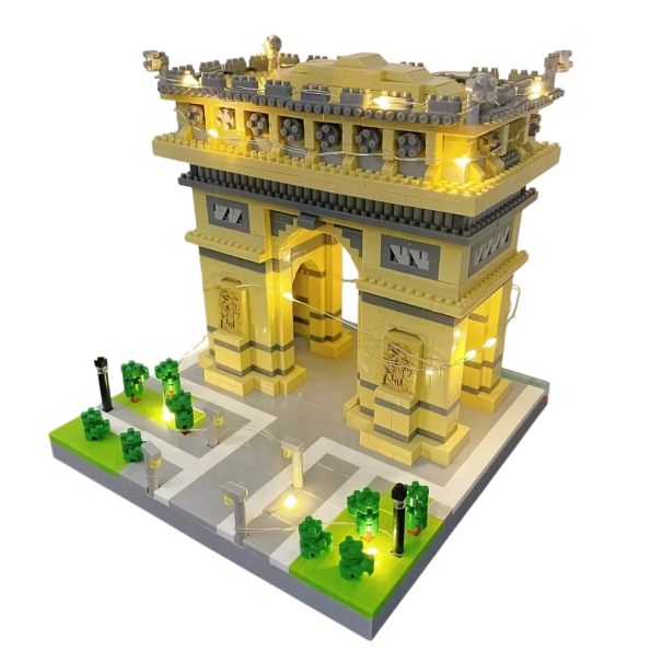 Maquette de l'Arc de Triomphe à Paris 16x16x14 cm Modèle pliable avec lumière LED Maquette décorative avec éclairage Créative jouet pour enfants et adultes 1