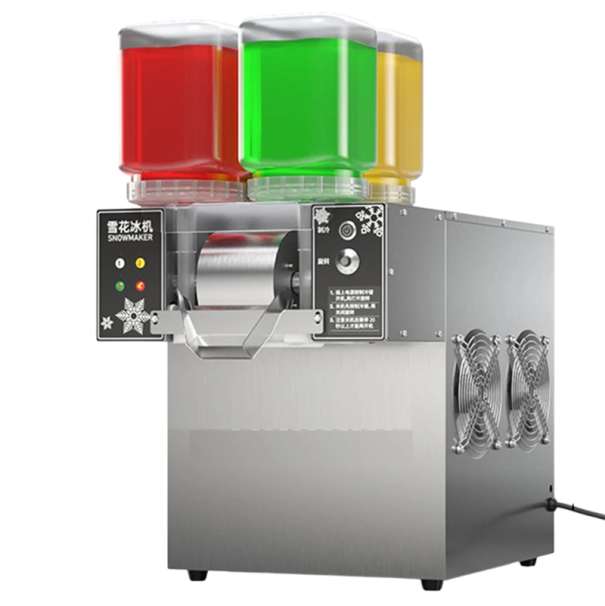 Máquina comercial em aço inoxidável para gelado de neve 4 barris de sabores 120kg/24h 750W 220V Arrefecida a ar 42x57x31cm 1