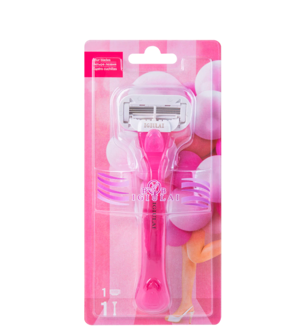Máquina de barbear feminina com 4 lâminas rosa