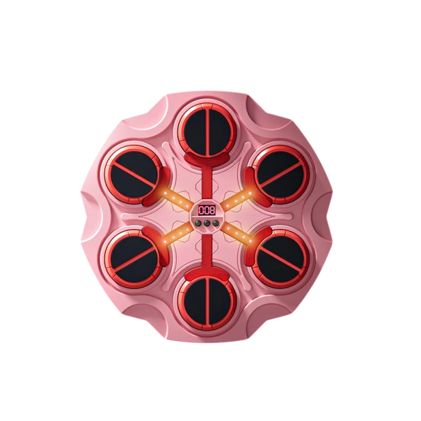Máquina de boxe musical inteligente com alvo de parede e ecrã LED 6 alvos sem Bluetooth rosa 1
