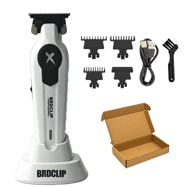 Máquina de cortar cabelo e barba com bateria recarregável de 1600mAh, tempo de funcionamento de 210 min, pentes de 1–3 mm, para uso doméstico branco
