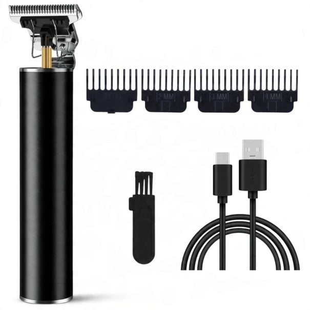Máquina de cortar cabelo e contornos com lâmina em T Recarregável via USB-C Duração 120 minutos Pentes de 1,5 a 4 mm Preto Máquina de barbear 1