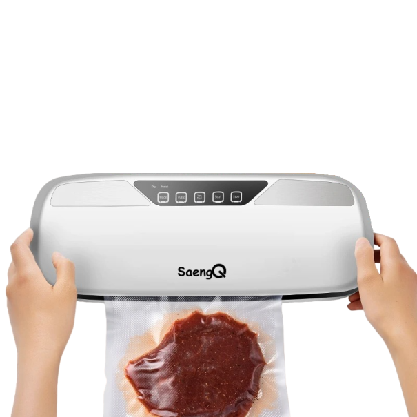 Máquina de embalar a vácuo eléctrica com ficha EU 220 V Selagem a vácuo de alimentos com 10 sacos de vácuo Embaladora de alimentos 37 x 14 cm branco