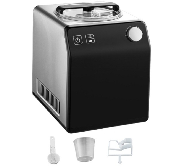 Máquina de gelados elétrica com compressor incorporado 4 modos de funcionamento 180 W ecrã LCD Máquina de sorbetes sem pré-congelamento Máquina de gelato de bancada 42,5 x 28,5 x 26,2 cm 1