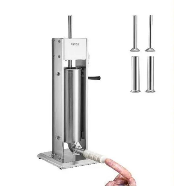 Máquina vertical de enchimento de salsichas 3 l Enchedora manual de salsichas em aço inoxidável Máquina de enchimento manual de salsichas com 4 tubos de enchimento 31 x 52 cm 1