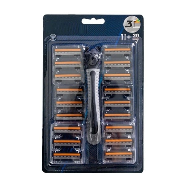 Maquinilla de afeitar para hombre con veinte cabezales de acero inoxidable reemplazables Maquinilla de afeitar desechable para hombre con 20 hojas 1