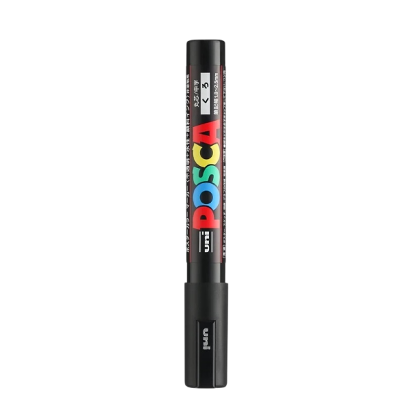 Marcador acrílico PC-5M 1,8–2,5 mm Caneta rotativa branca ou preta Caneta de cartaz para graffiti Marcação artística e publicitária em várias superfícies preto