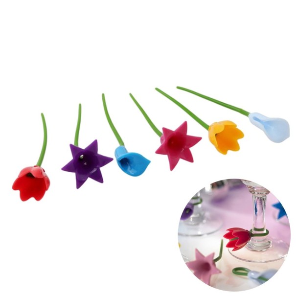 Marcadores de vidrio con forma de flor, 6 uds. 1
