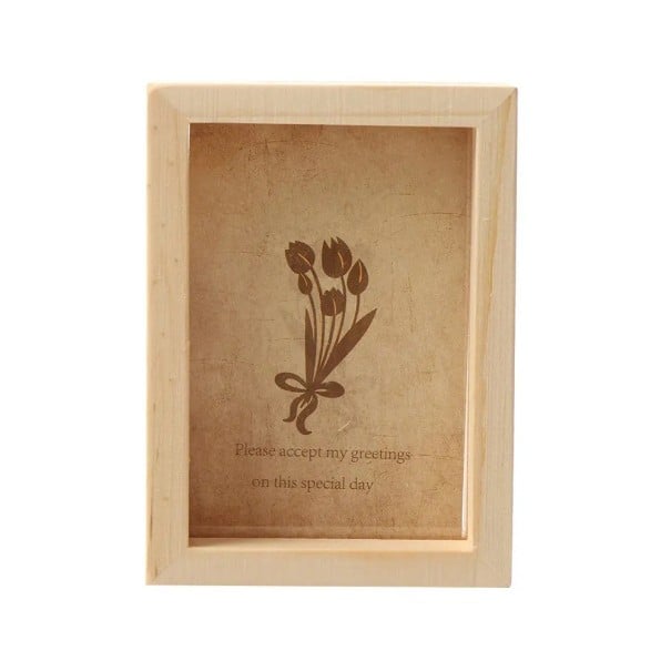Marco de madera para fotos con inserción deslizante 6,6 x 7,8 cm madera natural con panel transparente para decoración de interiores 1