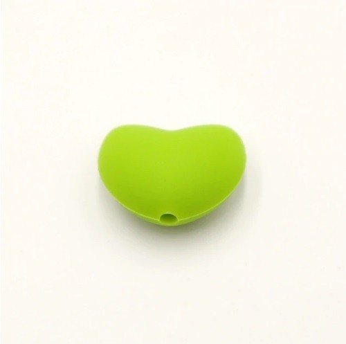 Mărgele din silicon în formă de inimă - 10 buc verde