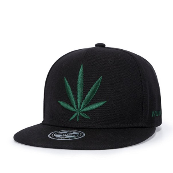 Marihuanablad snapback J1000 zwart-groen