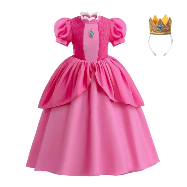 Mario Prinzessin Pfirsich Kostüm Mädchen Prinzessin Pfirsich Cosplay Kostüm Karneval Krone Kostüm Halloween Kostüm Mädchen Prinzessin Pfirsich Kleid 5