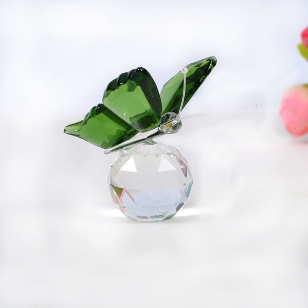 Mariposa de cristal decorativa verde