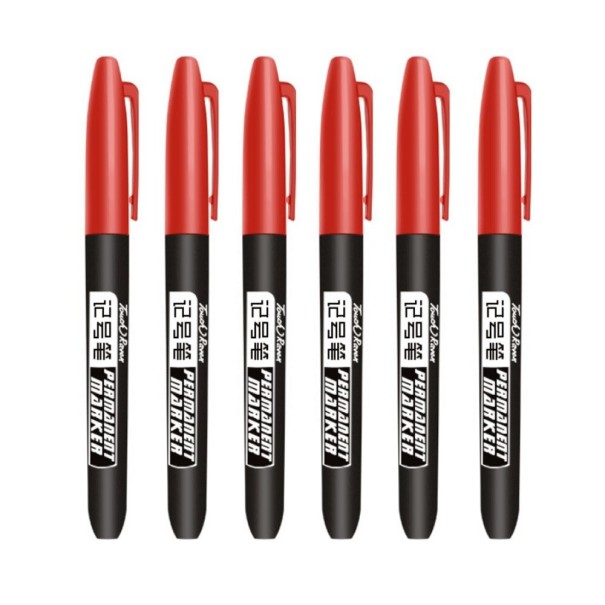 Marker permanentny 6 szt czerwony