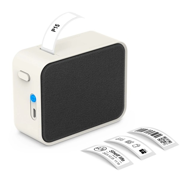 Marklife P15 langaton Bluetooth-mini etikettitulostin kannettava lämpötulostin itsekiinnittyville etiketeille ilman mustetta iOS Android kermanvärinen