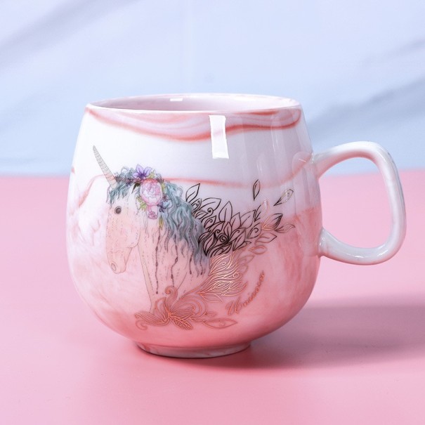 Marmoreret enhjørningskrus rosa