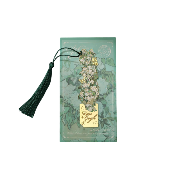 Marque-page en métal motif floral inspiré par l'œuvre de Vincent van Gogh Roses blanches 14 × 7,5 cm 1