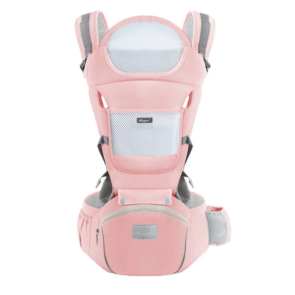 Marsupiu ergonomic pentru bebeluși 0-36 luni Scaun cu spațiu de depozitare Marsupiu multifuncțional Marsupiu pentru bebeluși Transport roz
