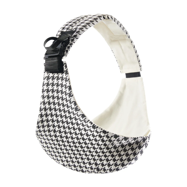 Marsupiu lateral pentru copii mici, peste umăr, cu model pepito; Înfășurare ergonomică alb-negru; Curea reglabilă; Susține copilul 1