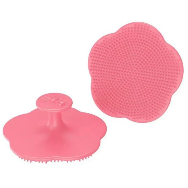 Masajeador de cabeza de silicona de 6,5 x 2,5 cm, cepillo suave para el cuidado del cabello de bebés, masaje de piel de bebés, cabezas de recién nacidos rosa