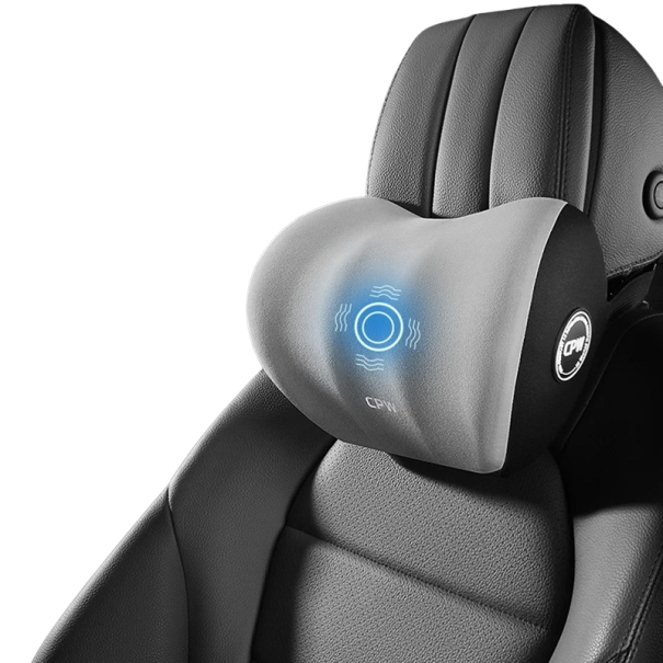 Masajeador de cuello para coche y oficina Almohada de masaje para coche Reposacabezas vibratorio Masajeador universal gris